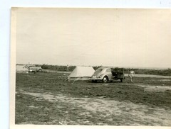 4 Vintage Photos Beetle Car at Campground 1960, 10x7cm