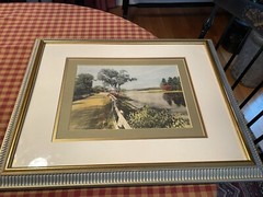 SIGNED SAWYER AMONOOSUC RIVER LITTLETON HAND TINTED PHOTOGRAPH FRAMED
