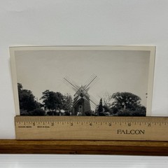Vintage Dutch Windmill Photograph Black White Farmhouse Art Print