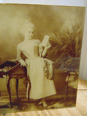Antique Portrait Photo Woman Child Writing Reading Baker’s Art Gallery 1898 Ohio