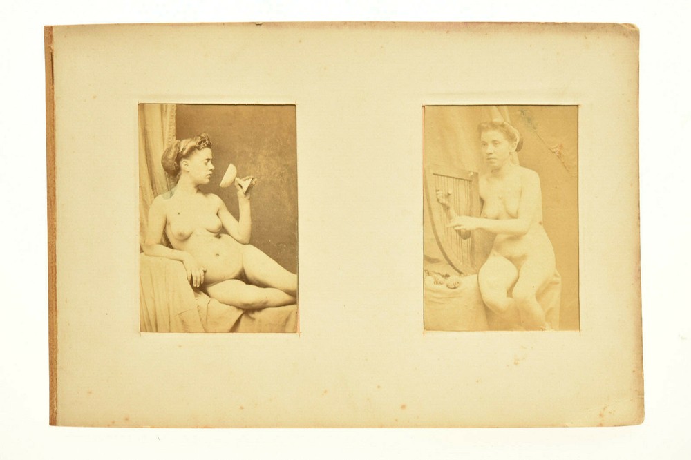 Two Cardboard Mounted Albumen Paper Prints, Interesting Female Nude, 14