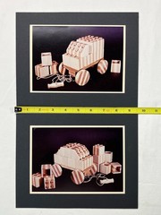 Vintage Amateur Color PHOTO ART – Wooden Toy Block Car Still Life – Matte Board