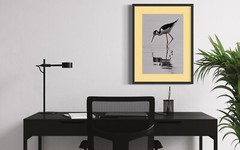 Color photographic print of a black-necked stilt and its reflection (13×19)