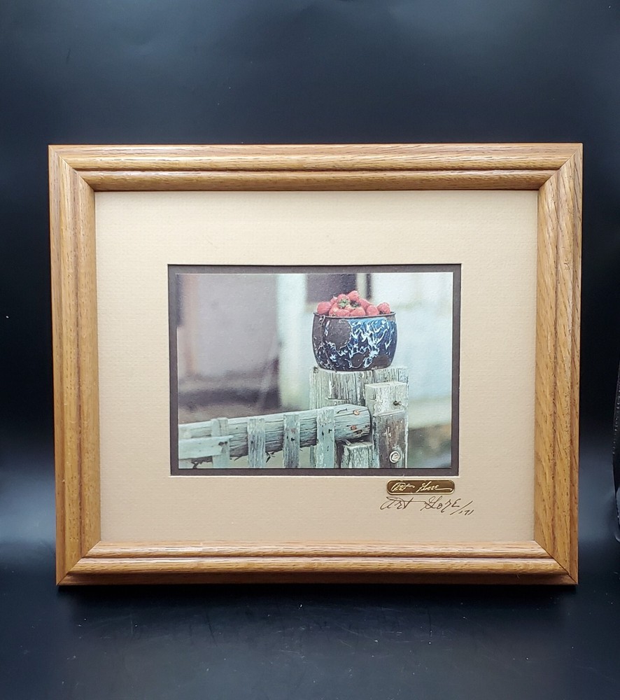 Art Gore Signed & Numbered Framed East Meets West 1971 Strawberry On The Fence