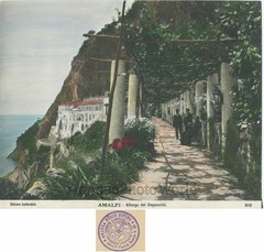 Amalfi Italy Albergo dei Capuccini antique hand tinted photo by A. Fusco Dipino
