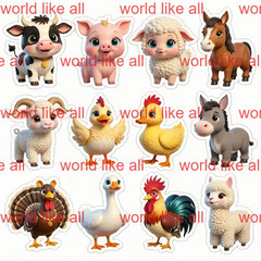 Printable Digital Stickers | Cute Cartoon Kids Sticker Bundle | 4K