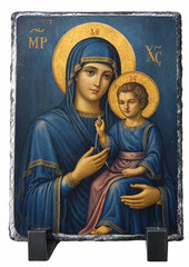 Byzantine Religious Icon Slate Print with Stand