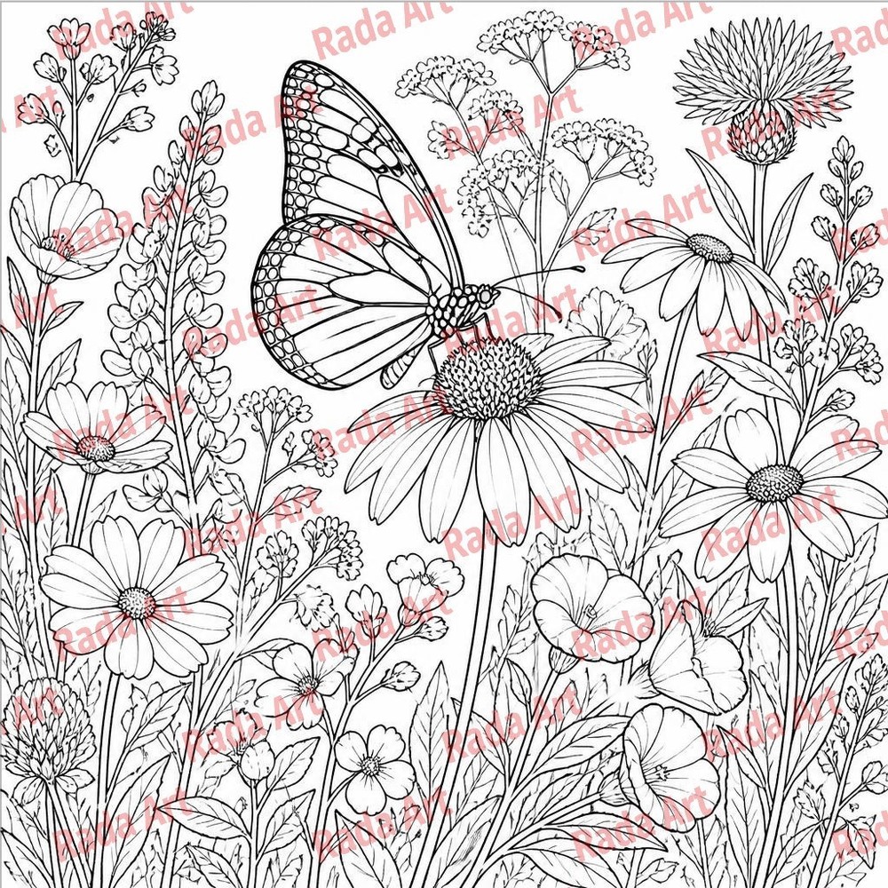High resolution printable coloring sheet Digital Photo Picture Art Flowers