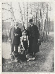 Vintage Photo Family with German Shepherd 1934 Fashion Snapshot
