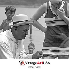 1920s Beach Cop Measuring Bathing Suits Photo Print – 11×14 or 13×19 Poster Art