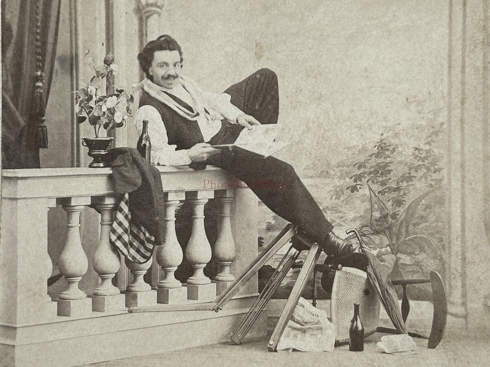 Self Portrait Of A Photographer To Identify c1860 Photo Stereo Vintage Album