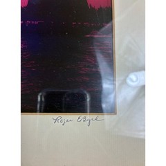 Roger E Byrd Signed Schooner Sailboat Sunset Photography Print Framed Pink Sky