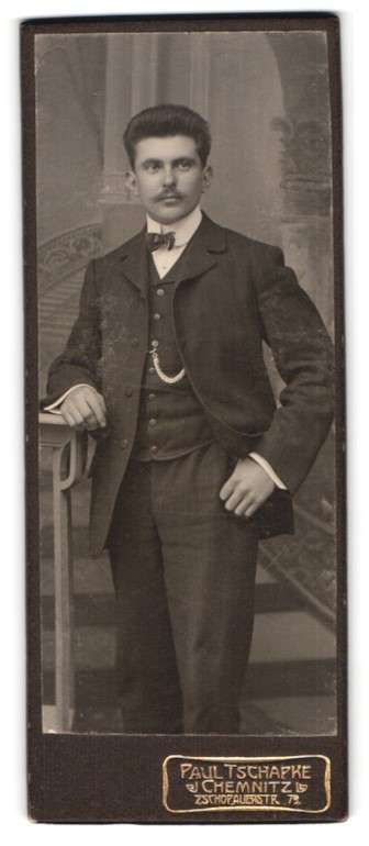 Photograph Paul Tschapke, Chemnitz, Zschopauerstr. 79, Portrait Elegant Gentleman
