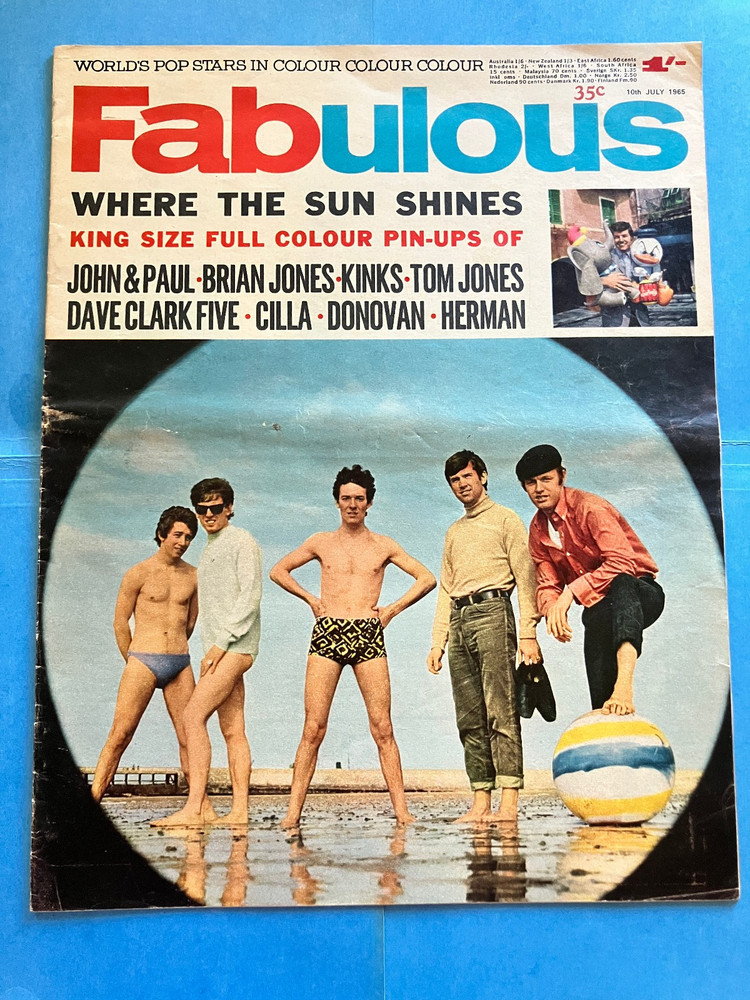 Fabulous Magazine July 1965 The Kinks Beatles Dave Clark 5 Brian Jones