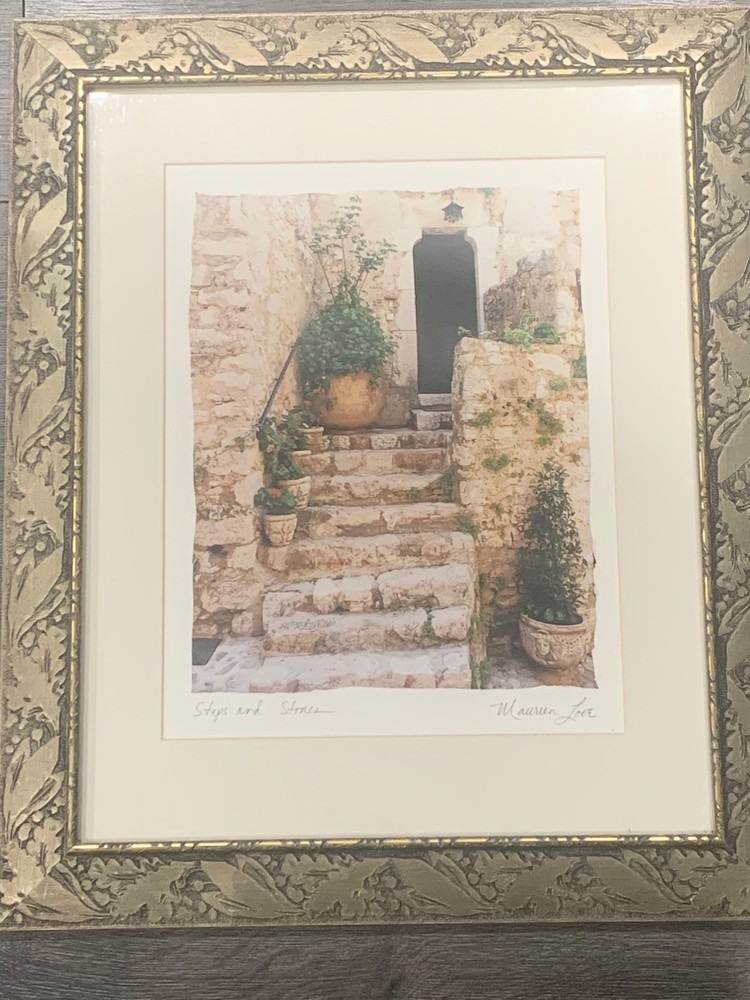 Maureen Love Signed Photograph Titled Steps And Stones Framed Rustic Garden Art