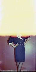MISTAKE, first frame on film roll, elegant woman, in home made studio, unusual,