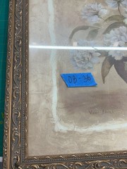 Antique Floral Hand-Painted Picture Framed of Vivian Flasch Garden Made in China