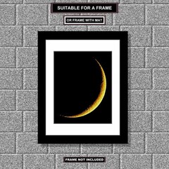 Wall Decor, 8×10 inch 7 Percent Full Moon (Yellow Waxing Crescent) Print M6907