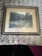 Antique framed hand tinted photograph by David Davidson , By the Mohawk trail
