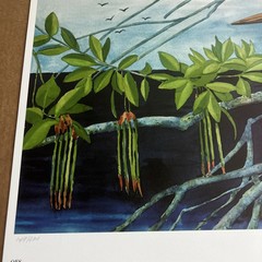 Egret In Flight: Fine Art Print “ Quiet Sunset” Vernon L Good 24.5 X 35” Overall
