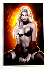LADY DEATH EXCLUSIVE COFFIN LIMITED EDITION SIGNED ART PRINT COA NM+