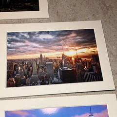 New York City Color Photo Prints Set of 5, Matted Landscape Skyline & Landmarks