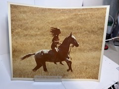 Analog Photo Beautiful Woman Riding Horse Bareback In Field Lot Of 2 Different