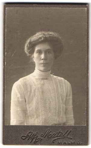 Photograph Alf. Matell, Malmö, Portrait of a Woman in White Blouse