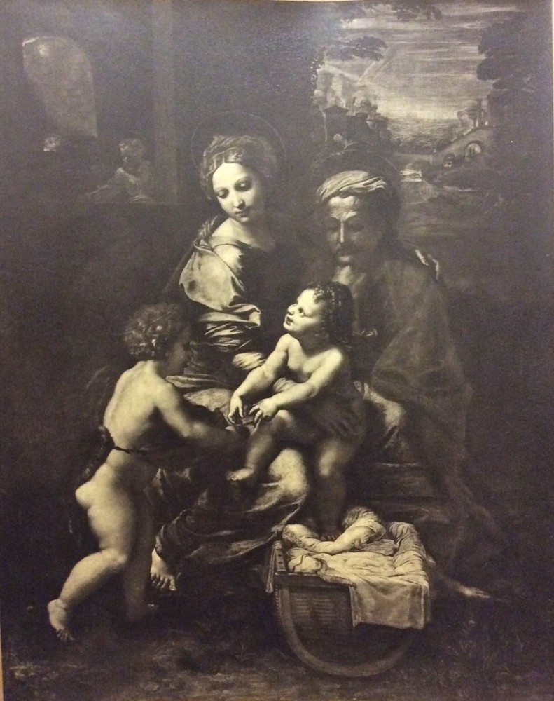 Photograph XIX Adolphe Braun Inalterable To Charcoal Holy Family With Pearl