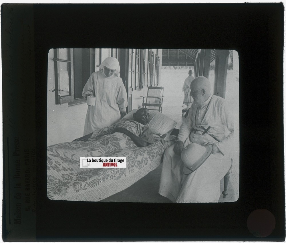 Hospital, Leprosy, Leper, Glass Plate Photo, Black & White, Positive 8.5×10 Cm