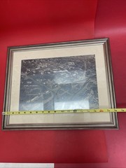 Vintage Aerial City Photograph – Framed Black & White Urban Landscape