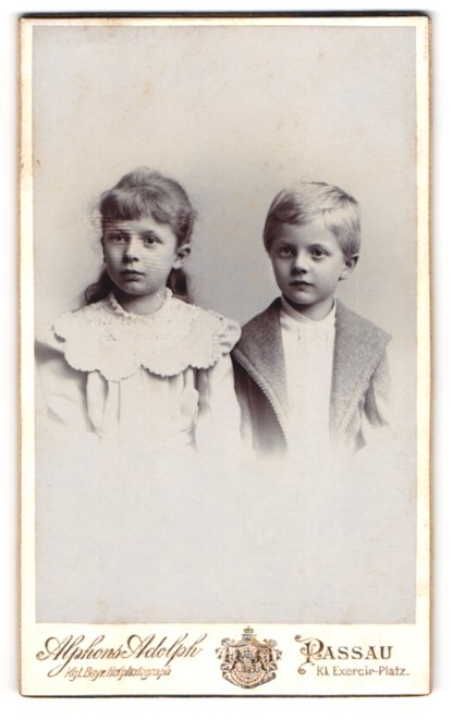Photograph Alphons Adolph, Passau, two cute children Laura and Fabrice