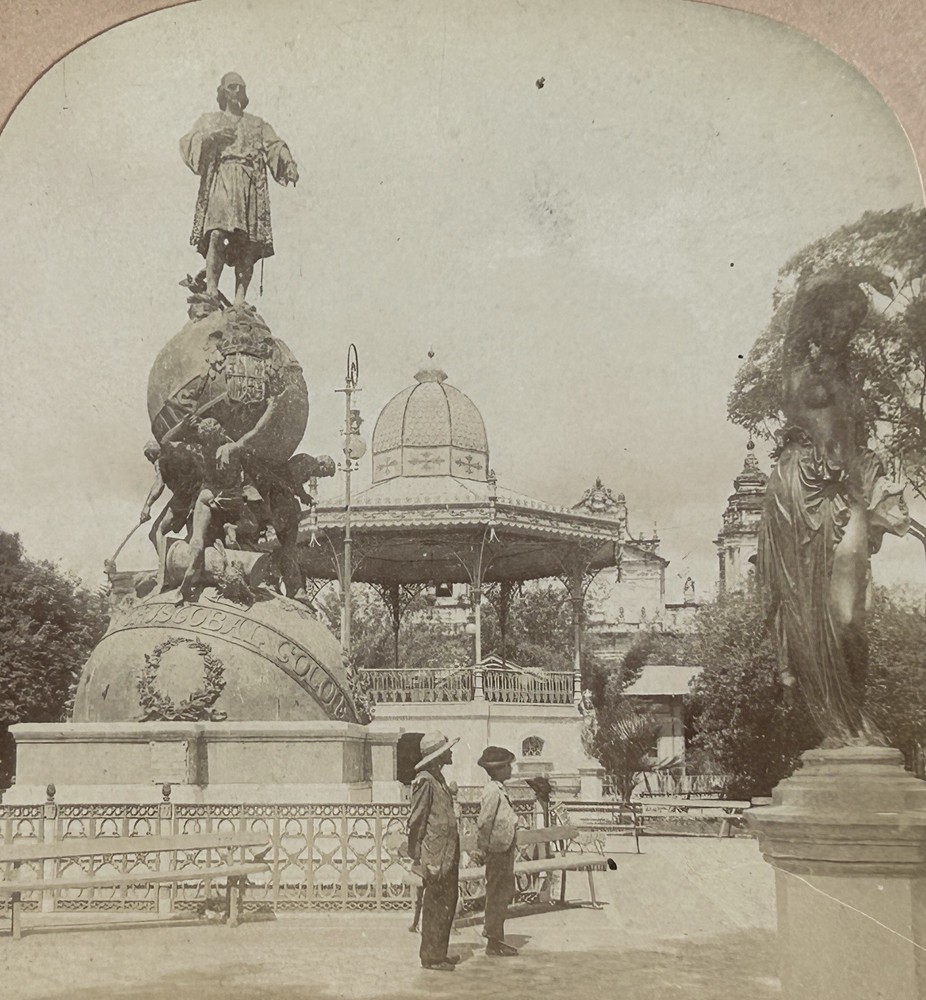 Guatemala Monument To Christopher Columbus C1900 Stereo Photo Vintage