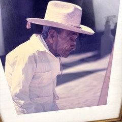 Vintage Framed Portrait Photo Elderly Man Hat Traditional Culture Art Photograph