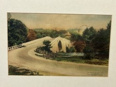 Antique Hand Colored Photograph Casselman Bridge w/ Old Reliable Coffee Ad
