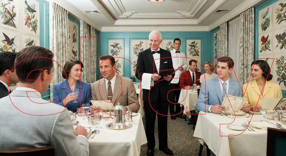 Photo Art Print of the Audubon Room, the dining car of the Sunset Limited 1950s