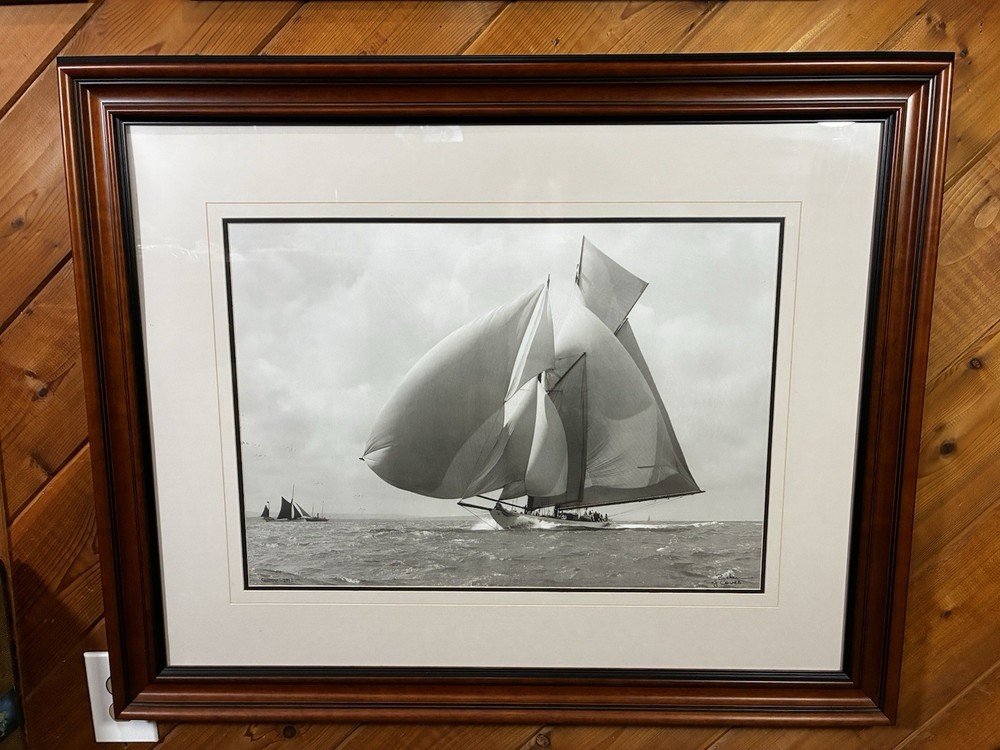 Beken Of Cowes Framed, Suzzane 1911 Sailboat Print. Ink Print Signed. 19″ X 27″