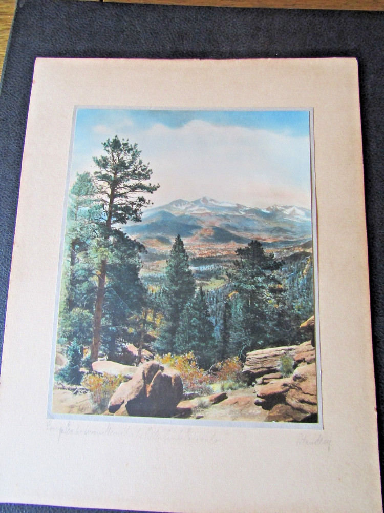 Antique Hand-Tinted Photograph by H. L. STANDLEY: “Longs Peak from Gem Lake Crat