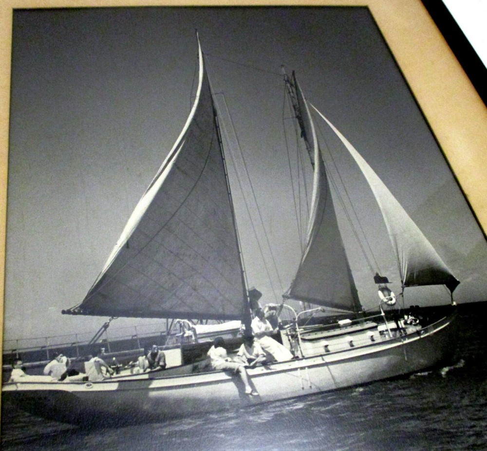 Vtg ART PHOTO SAILBOAT NAUTICAL Hamptons Framed