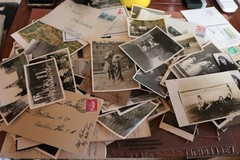 small photo and paper bundle – photos, letters postcards etc