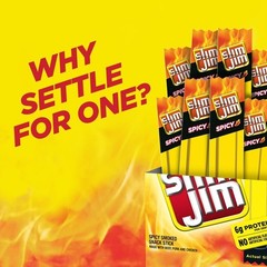 Slim Jim Smoked Meat Sticks, Spicy Flavor, 6g Protein Per Serving 0.28 oz.26 CT