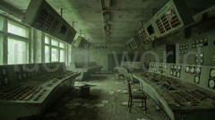 Abandoned Nuclear Power Plant Control Room Chernobyl Style Digital Photo Asset