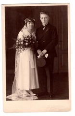 Wedding Bridal Couple Photo Studio F. Menzel Neuwied Vintage approx. 1920 (K1046)
