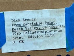 Dick Arentz, From Zabriskie Point, Death Valley, Palladium / Platinum Print
