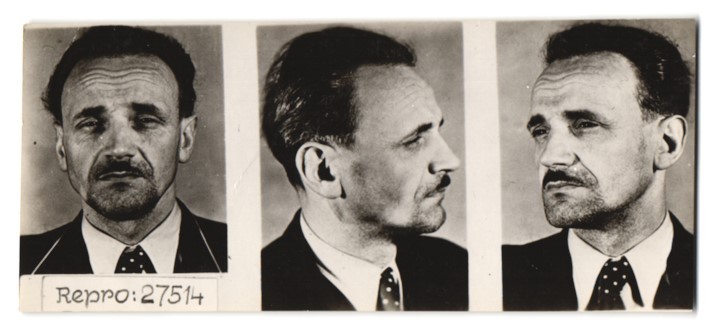 Photograph police photo / Mugshot, Leopold Nendrich, back with personal description