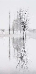 MICHAEL KENNA Signed 1975 Photograph – “Reflection, Richmond, Surrey, England”