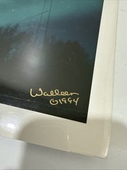 Signed 1994 Sharon Lyn Walleen Photograph Of Northern Lights w/ Wolf-New Sealed
