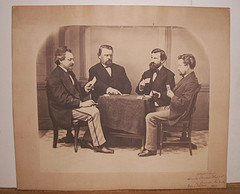 Antique 19th c Photo of Men Playing Cards-Whist Club, New York 1865