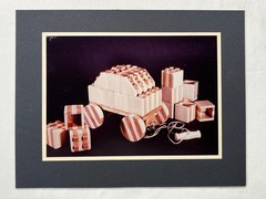 Vintage Amateur Color PHOTO ART – Wooden Toy Block Car Still Life – Matte Board