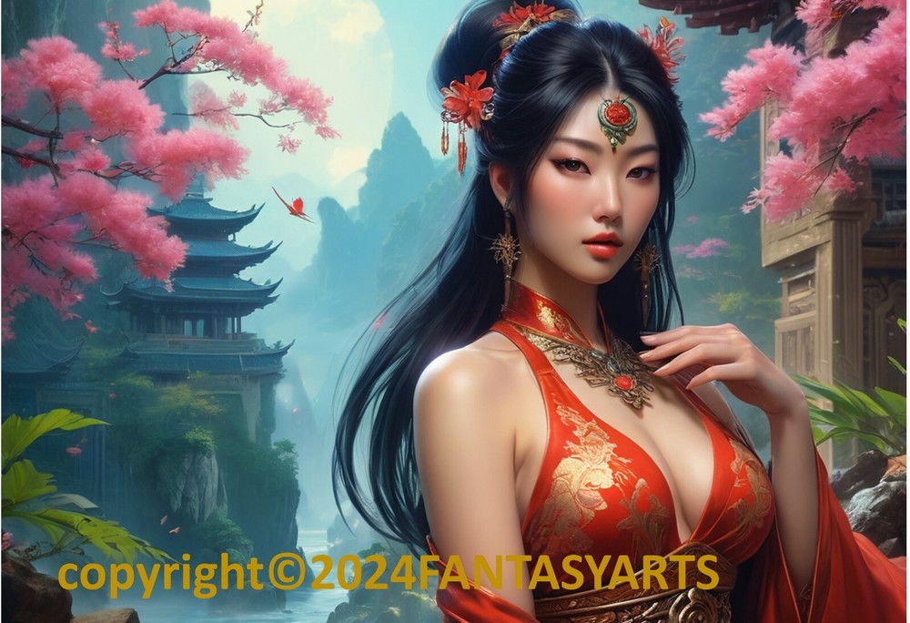 Beautiful Sensual Asian Girl Anime E on Quality semi-gloss Photo Paper 11″ x 17″